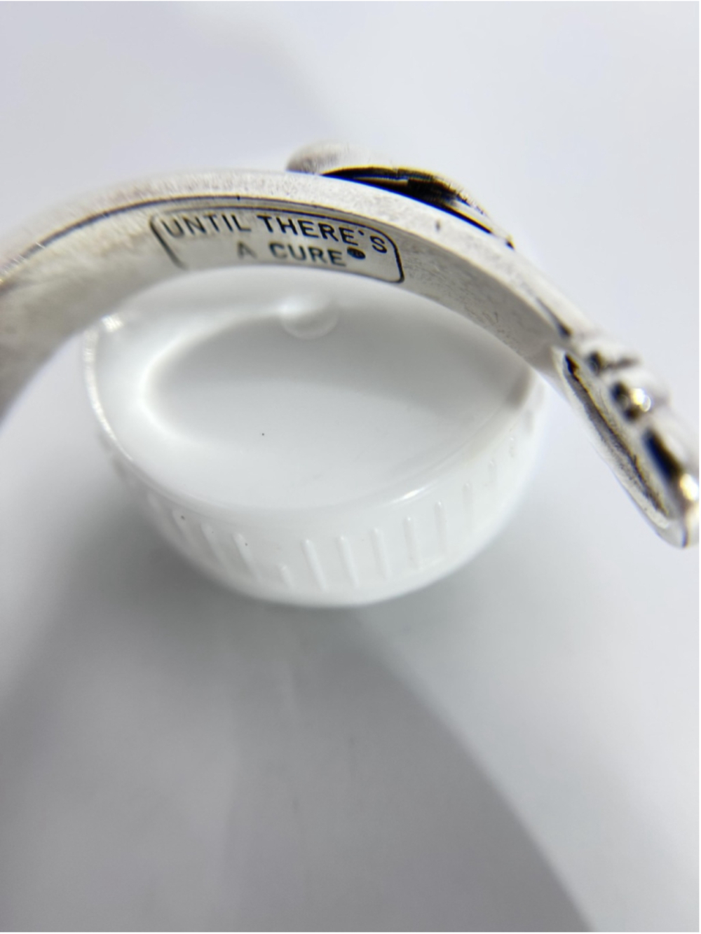 Until There's A Cure Sterling Silver Italy Hinged Cuff Bracelet HIV AIDS Charity - Picture 6 of 10
